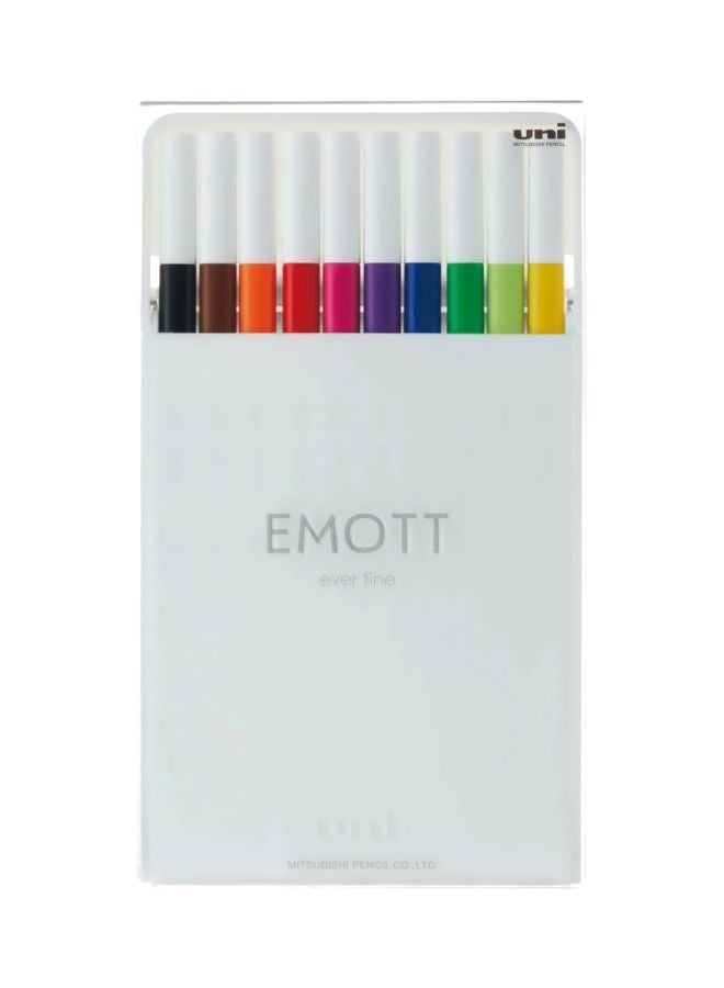 Set Of 10 Emott Fineliner Pens Multicolour