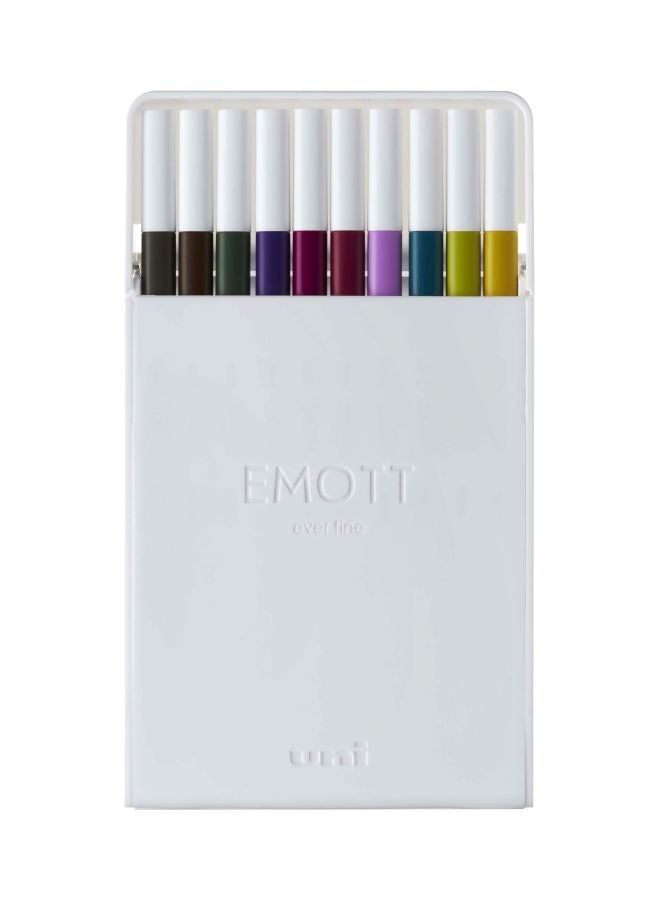 Uniball Set Of 10 Emott Fineliner Pens Multicolour  - Image 1