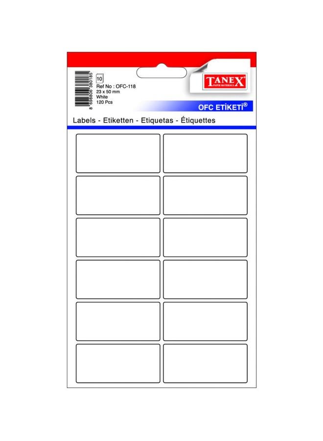 TANEX Pack Of 120 All Purpose Labels White 