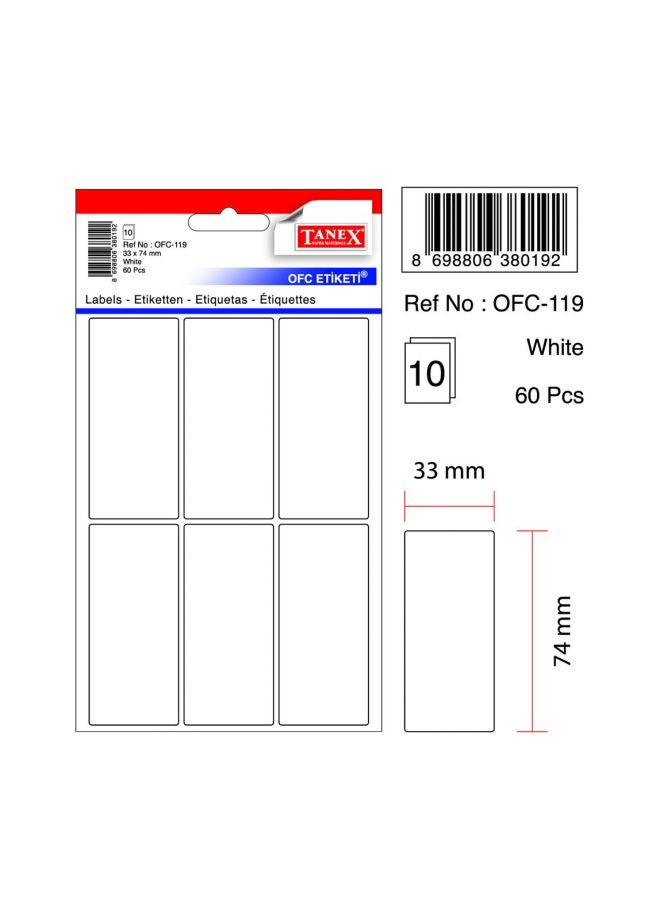 TANEX 60 Pieces- All Purpose Label White - Image 2