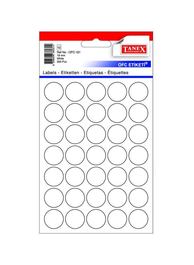 TANEX 350-Piece Self-Adhesive Label White - Image 1