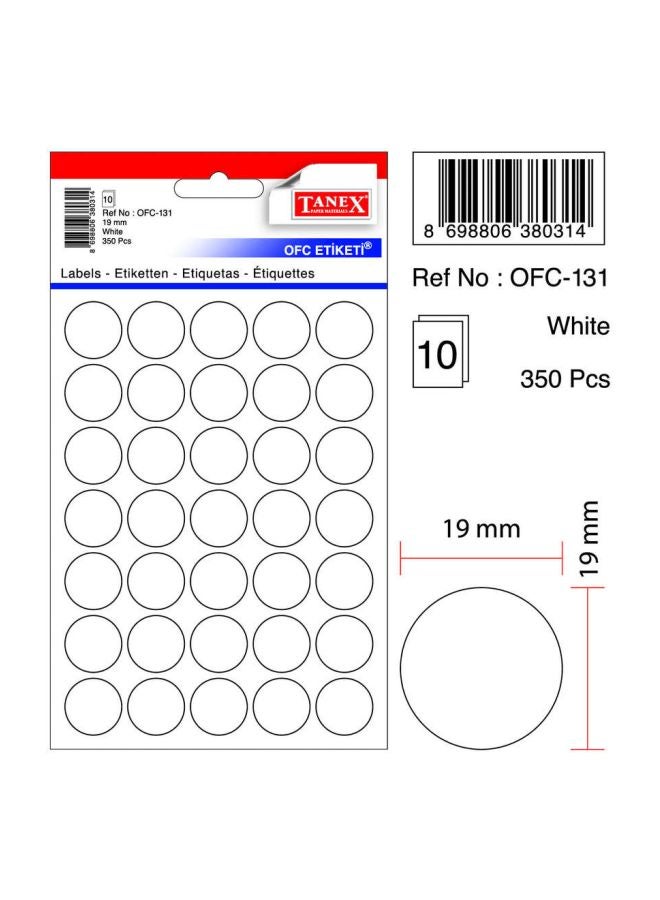 TANEX 350-Piece Self-Adhesive Label White - Image 2