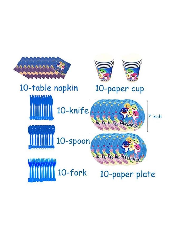 مجموعة لوازم حفلات بيبي شارك مصنوعة بعناية من 109 قطعة للأطفال، 442، لون أزرق/أصفر/أخضر - Image 4