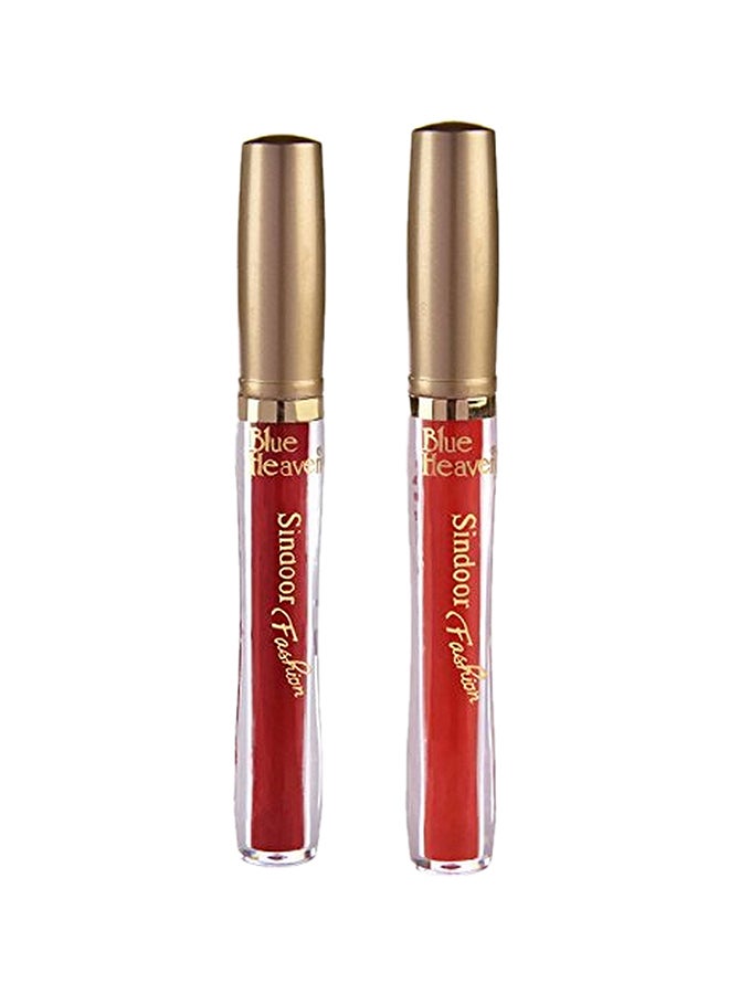 بلو هيفن مجموعة أحمر شفاه فاشون سيندر غير لامع من قطعتين أحمر/كستنائي