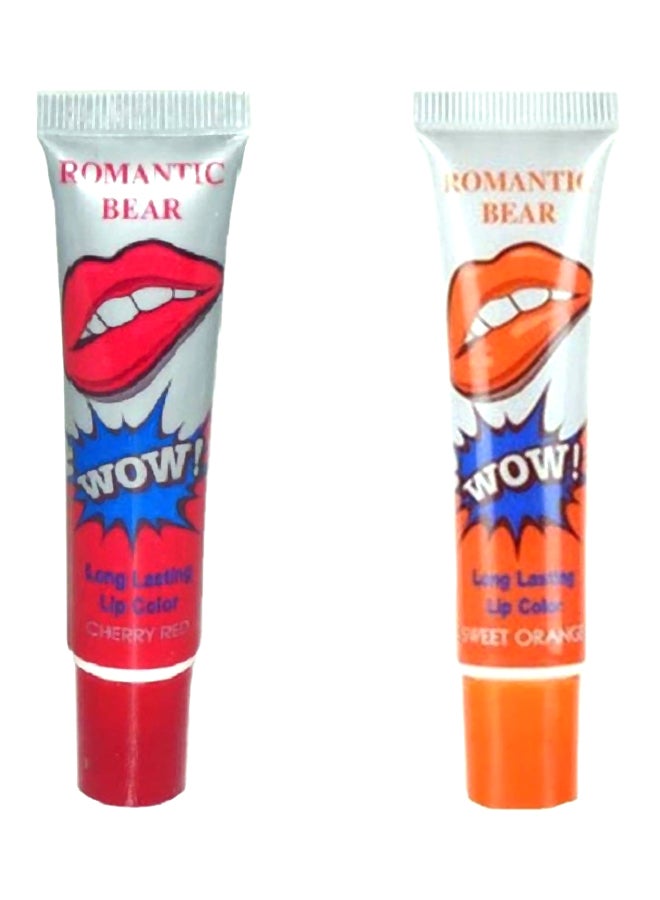 2 Colour Long Lasting Waterproof Lip Gloss Sweet Orange/ Cherry Red