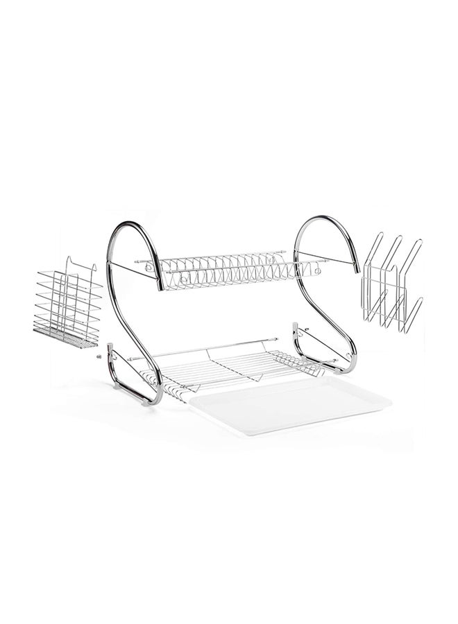 روبيك رف تجفيف الأطباق مكون من طبقتين فضي - Image 1