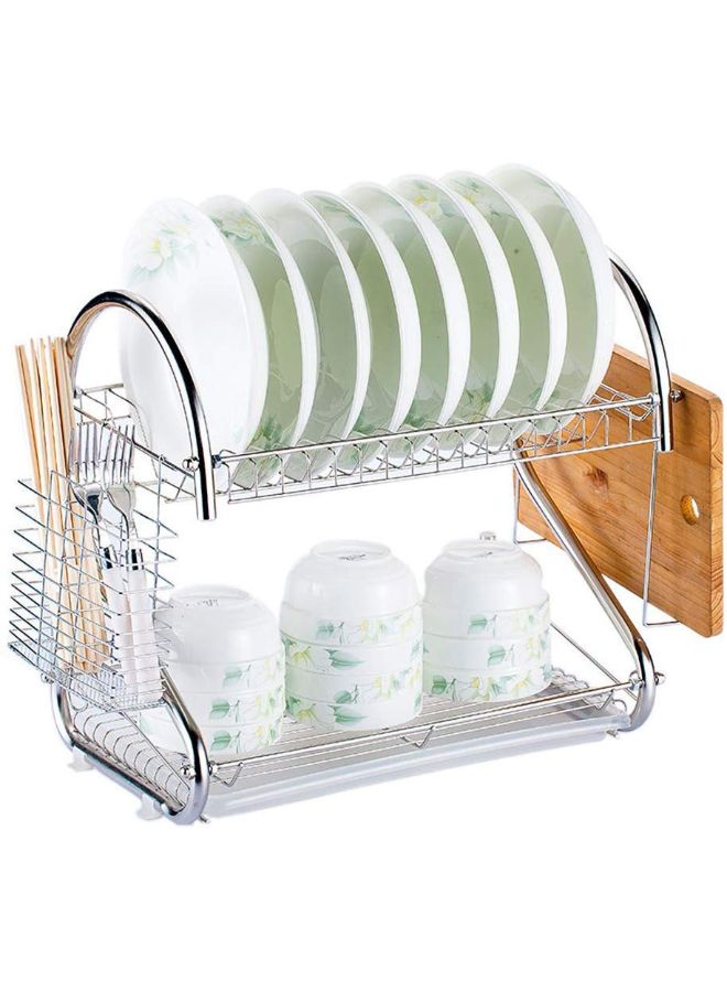 روبيك رف تجفيف الأطباق مكون من طبقتين. فضي - Image 3