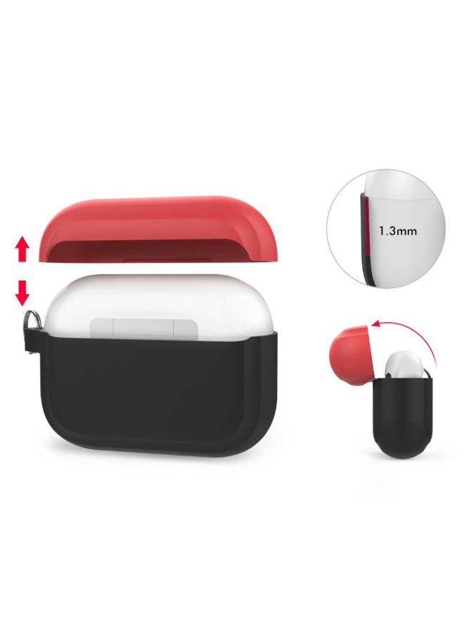Ahastyle Silicone Two Toned Keychain Apple AirPods Case Black/Red - Image 4
