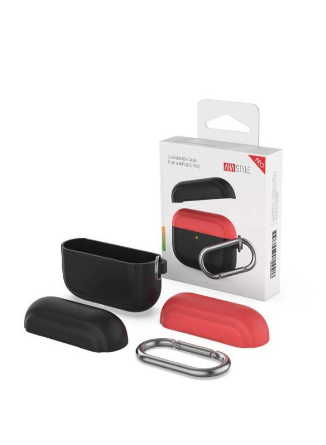 Ahastyle Silicone Two Toned Keychain Apple AirPods Case Black/Red - Image 5