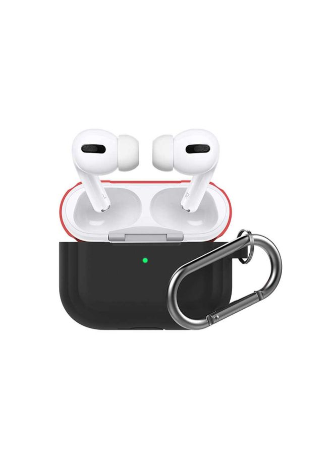 Ahastyle Silicone Two Toned Keychain Apple AirPods Case Black/Red - Image 2