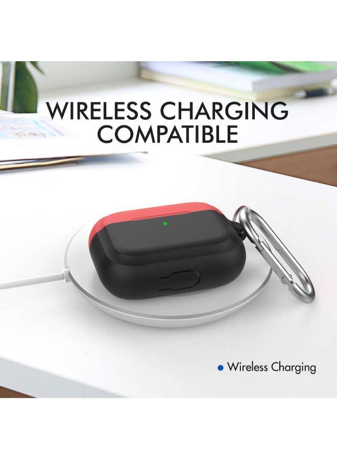 Ahastyle Silicone Two Toned Keychain Apple AirPods Case Black/Red - Image 3