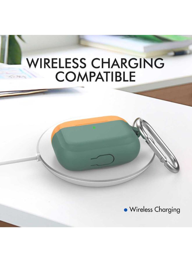 Ahastyle Silicone Two Toned Keychain For Apple AirPods Midnight Green/Yellow - Image 3