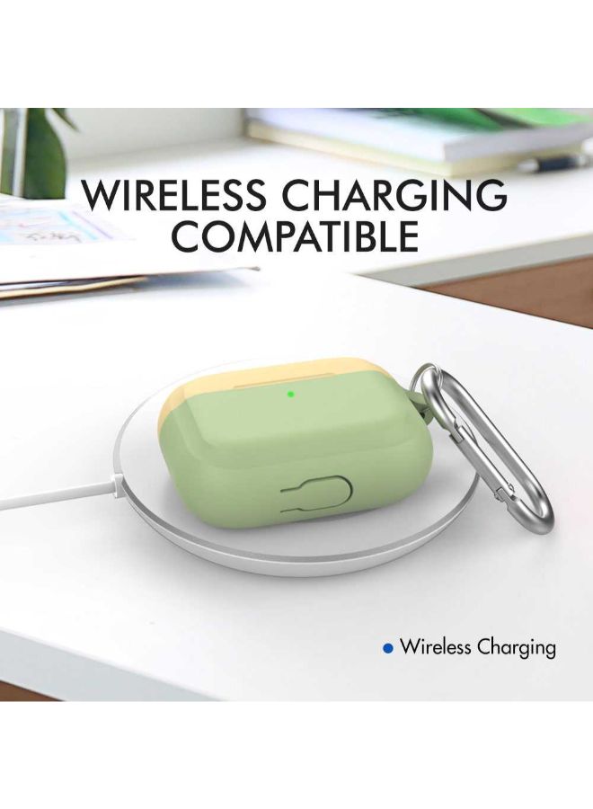 Ahastyle Premium Protective Keychain Case For Apple AirPods Mint Green/Yellow - Image 3