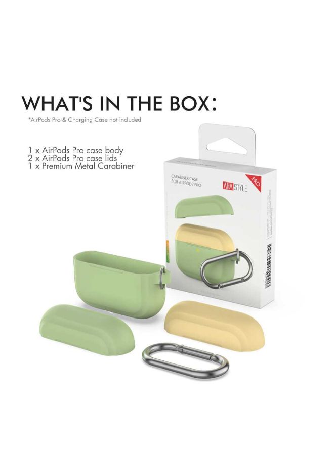 Ahastyle Premium Protective Keychain Case For Apple AirPods Mint Green/Yellow - Image 5