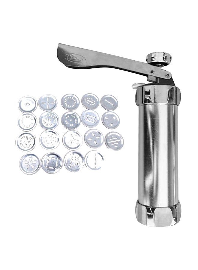 ANSELF Cookie Press Biscuit Maker With Flower Pattern Mold Silver - Image 1