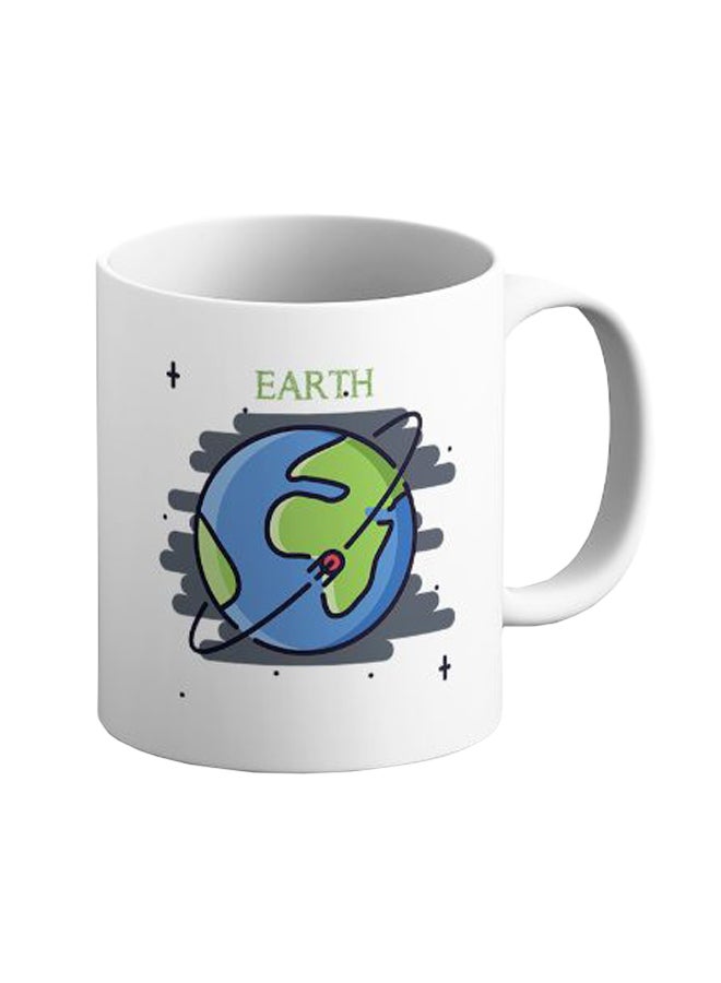 ITALCO Earth Is Precious Caroonic Pattern Ceramic Coffee Mug Blue/White