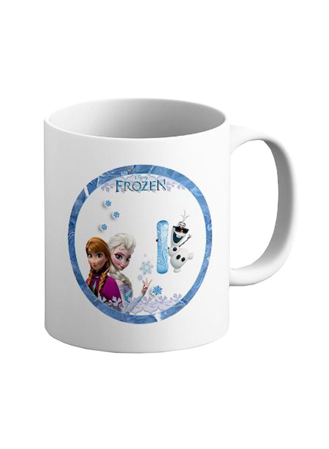 ITALCO Frozen Elsa And Team Mates Character Printed Ceramic Coffee Mug Blue/White 