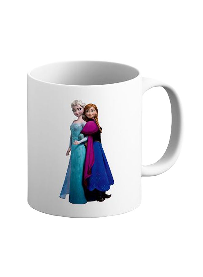 ITALCO Frozen Elsa And Anna Character Printed Ceramic Coffee Mug Blue/White 