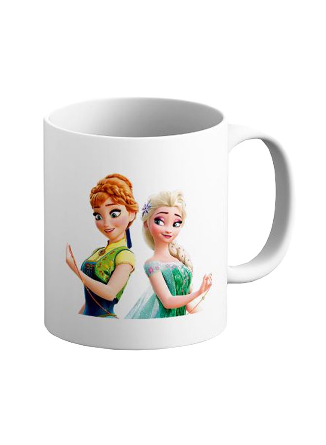 إيتالكو مج قهوة من السيراميك بطبعة شخصيتي إلسا وآنا من فيلم Frozen أخضر/أبيض