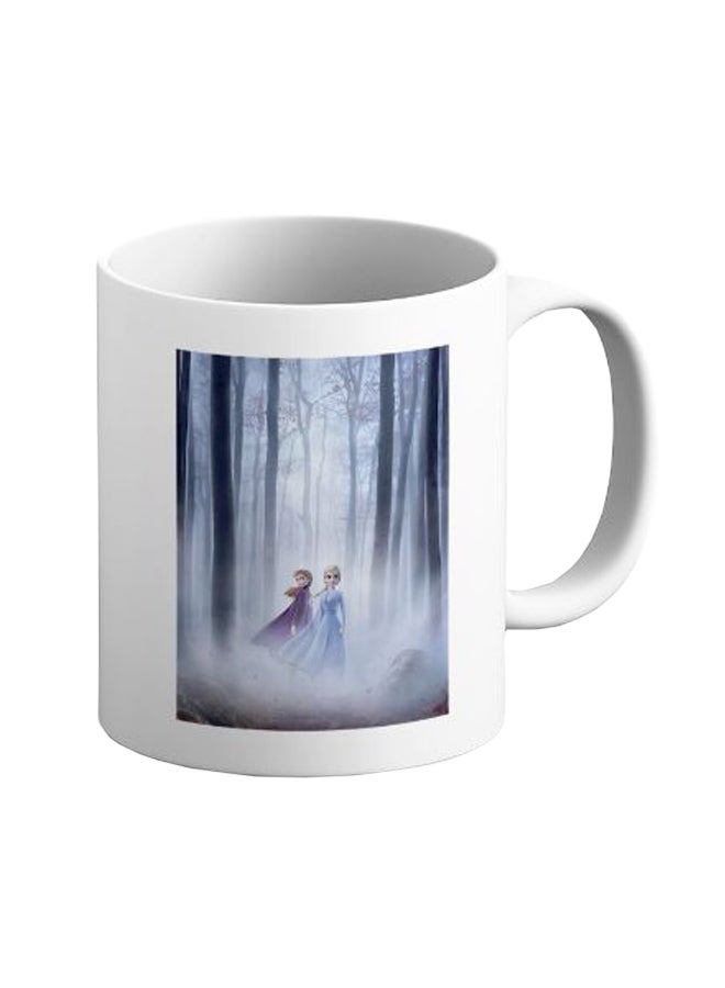 ITALCO Frozen Elsa And Anna Character Printed Ceramic Coffee Mug Blue/White 