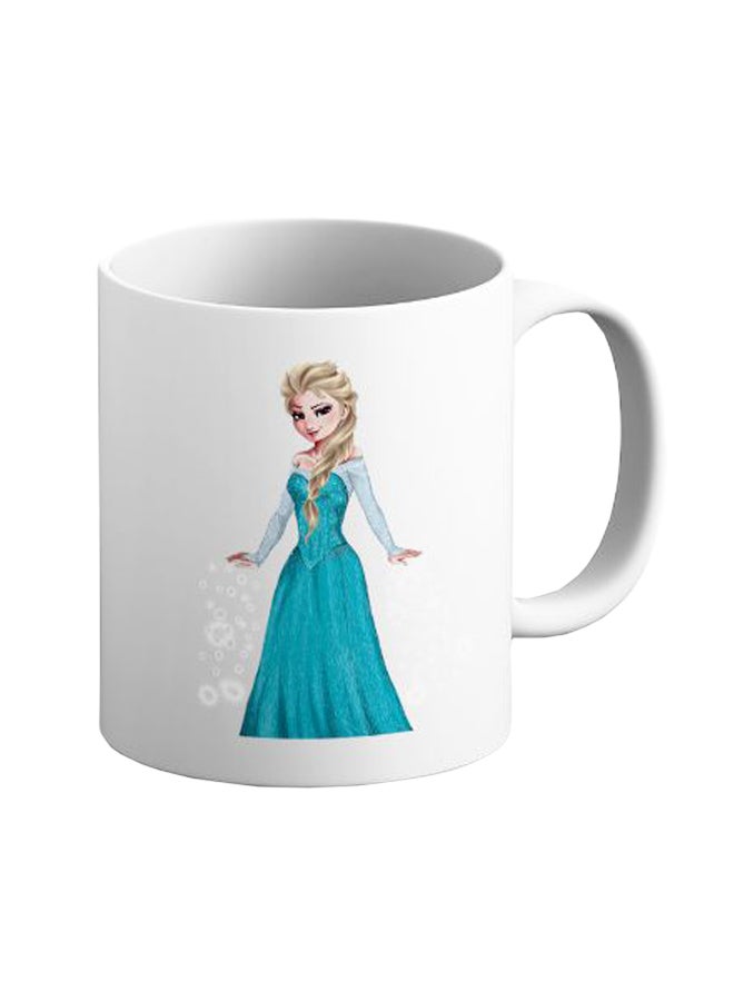 ITALCO Frozen Elsa Character Printed Ceramic Coffee Mug Green/White 