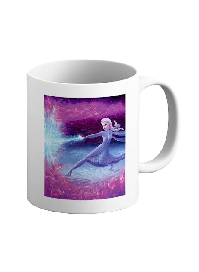 ITALCO Frozen Elsa Magical Powers Character Printed Ceramic Coffee Mug Purple/White 