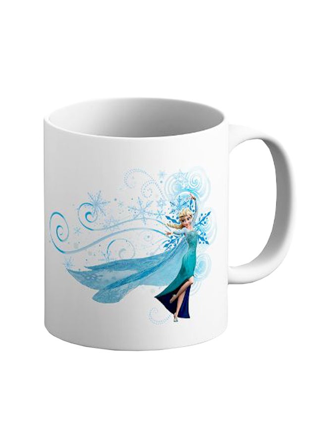 إيتالكو مج قهوة من السيراميك بطبعة شخصية إلسا من فيلم Frozen أزرق/ أبيض