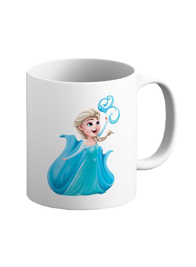 إيتالكو مج قهوة مصنوع من السيراميك بطبعة شخصية إلسا من فيلم Frozen أزرق/ أبيض