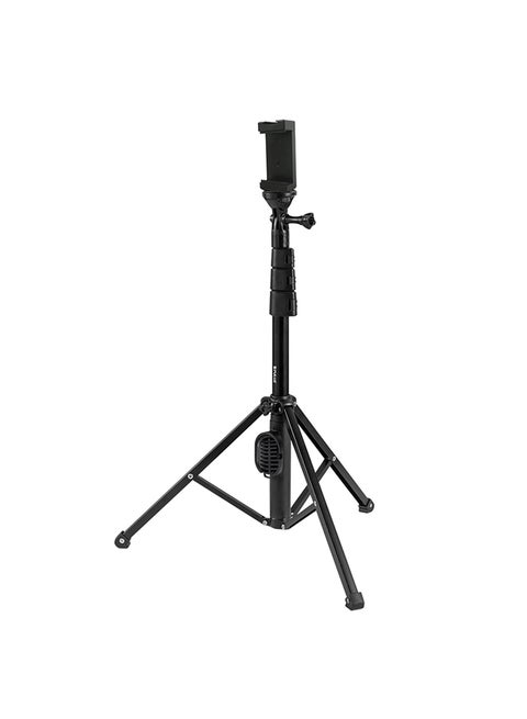 Extendable 180 Degree Rotation Tripod Selfie Stick With Cold Shoe Mount For Youtube Tik Tok Live Streaming Black