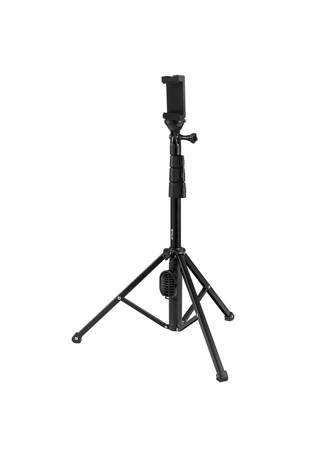PULUZ Extendable 180 Degree Rotation Tripod Selfie Stick With Cold Shoe Mount For Youtube Tik Tok Live Streaming Black 