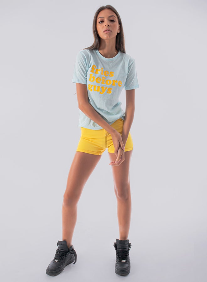 Youthful - High Waist Petite Denim Short Yellow - Image 1