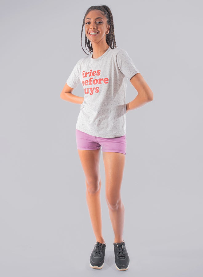 Youthful - High Waist Petite Denim Short Plum - Image 1