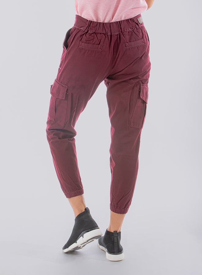 Youthful - High Waist Combat Trouser Maroon - Image 1