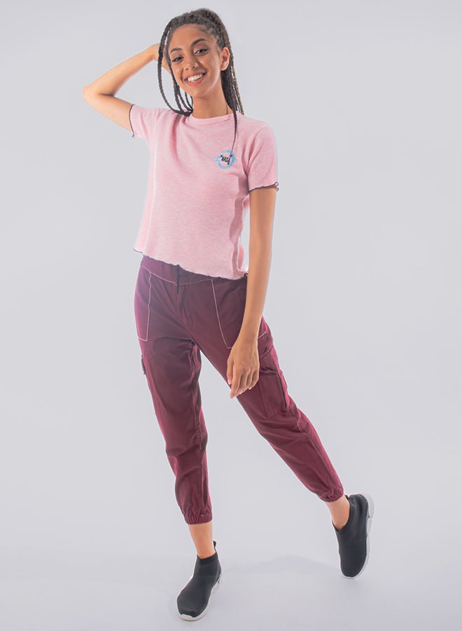 Youthful - High Waist Combat Trouser Maroon - Image 1