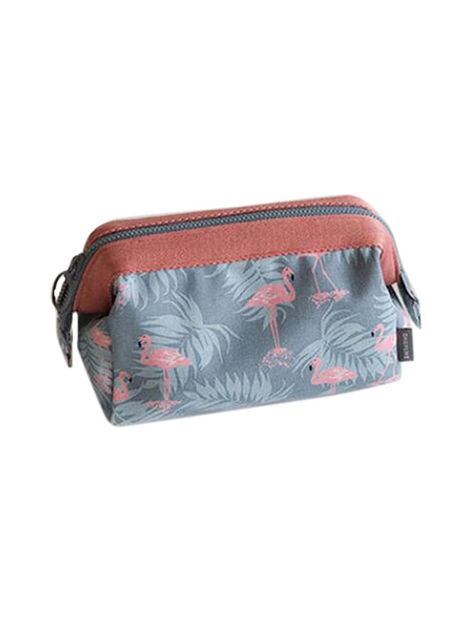حقيبة مكياج ومستحضرات تجميل متعددة الوظائف ومناسبة للسفر أزرق سماوي بنمط طائر الفلامنجو - Image 1