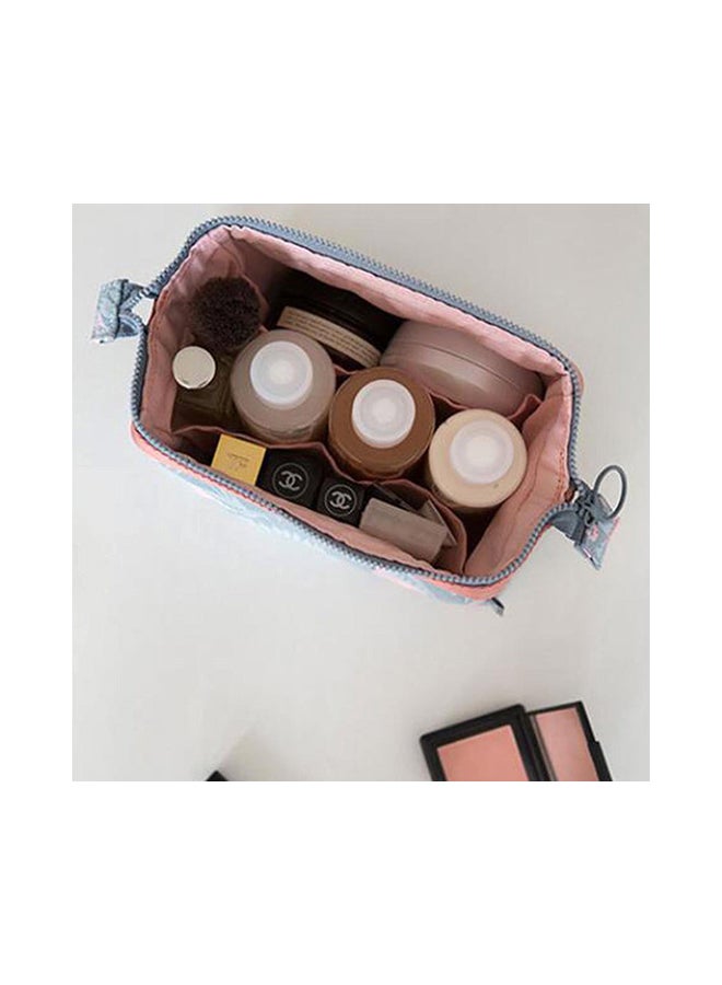 حقيبة مكياج ومستحضرات تجميل متعددة الوظائف ومناسبة للسفر أزرق سماوي بنمط طائر الفلامنجو - Image 2
