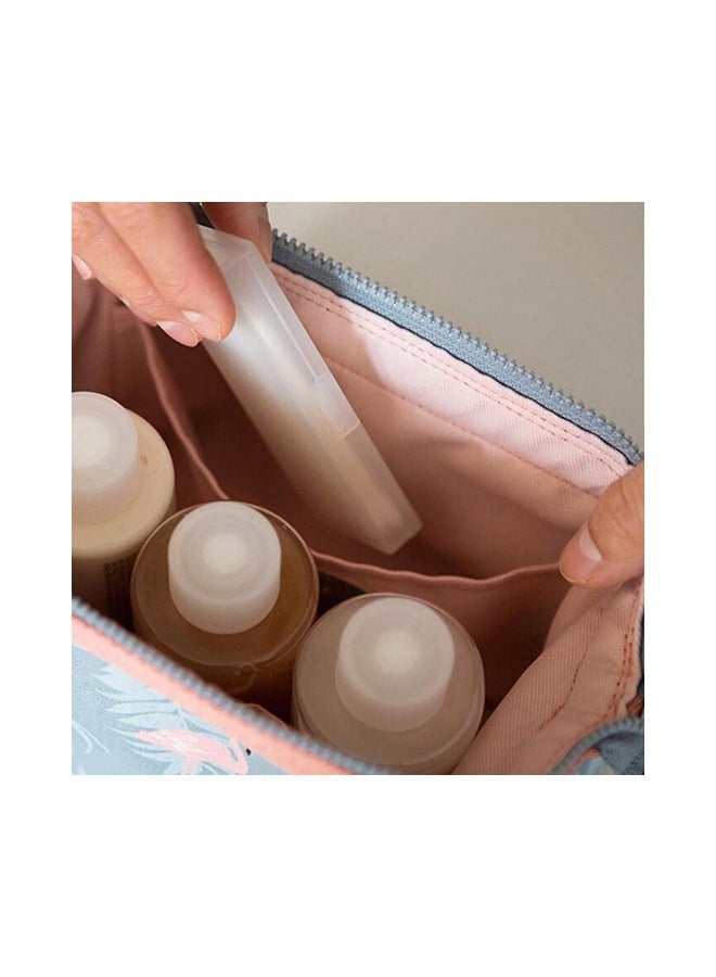 حقيبة مكياج ومستحضرات تجميل متعددة الوظائف ومناسبة للسفر أزرق سماوي بنمط طائر الفلامنجو - Image 3