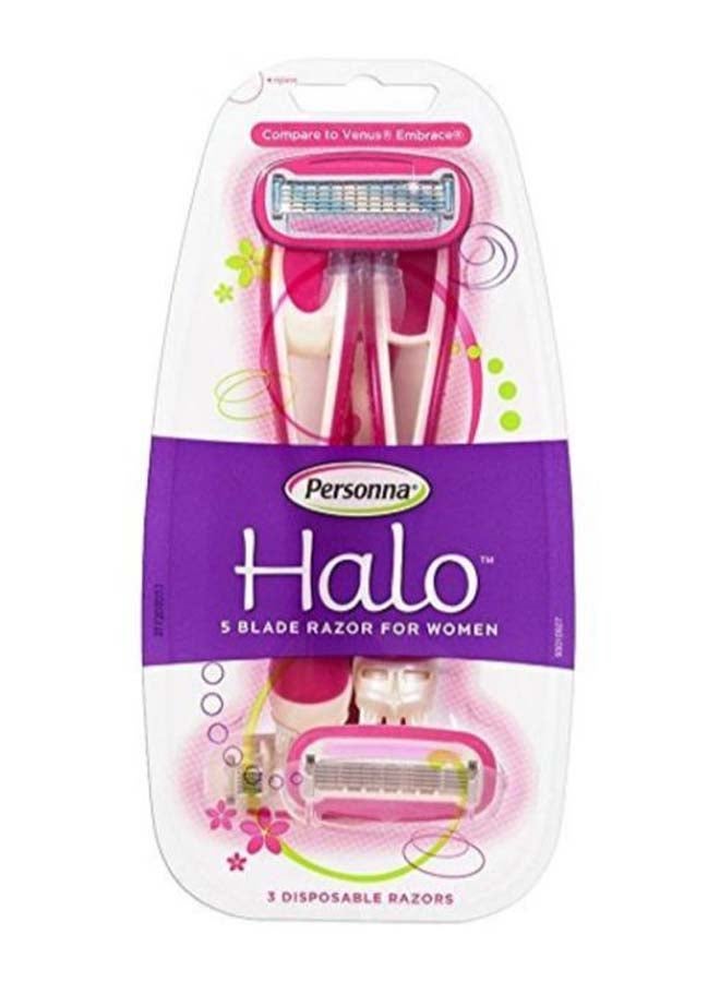 Personna - 3-Piece Halo Disposable Body Razor Set Pink/White - Image 1