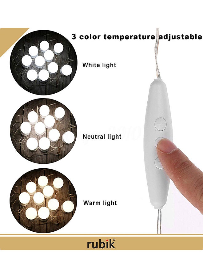 Rubik - 12 Dimmable Makeup Mirror Bulbs With Power Supply Adapter White 9.8x6.7x2.8inch - Image 1