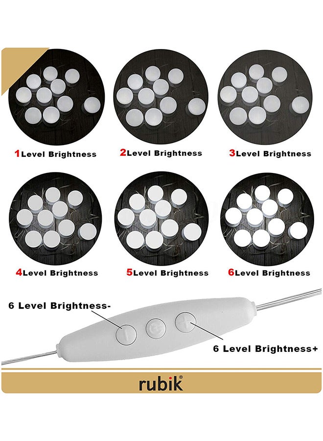 Rubik - 12 Dimmable Makeup Mirror Bulbs With Power Supply Adapter White 9.8x6.7x2.8inch - Image 1