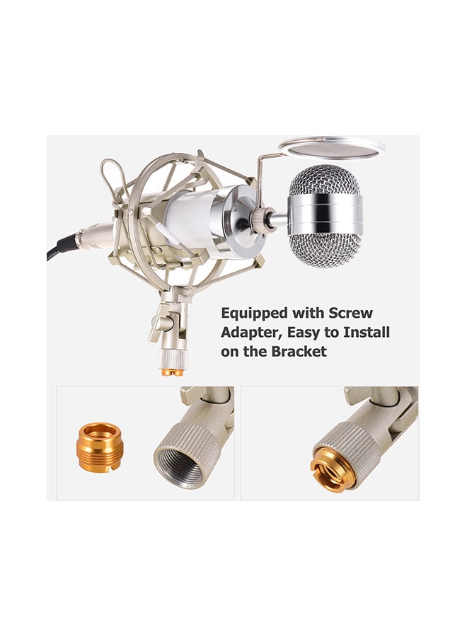 4-Piece Recording Mic Uni-Directional Condenser Microphone Kit I-05918 White/Silver  - Image 2