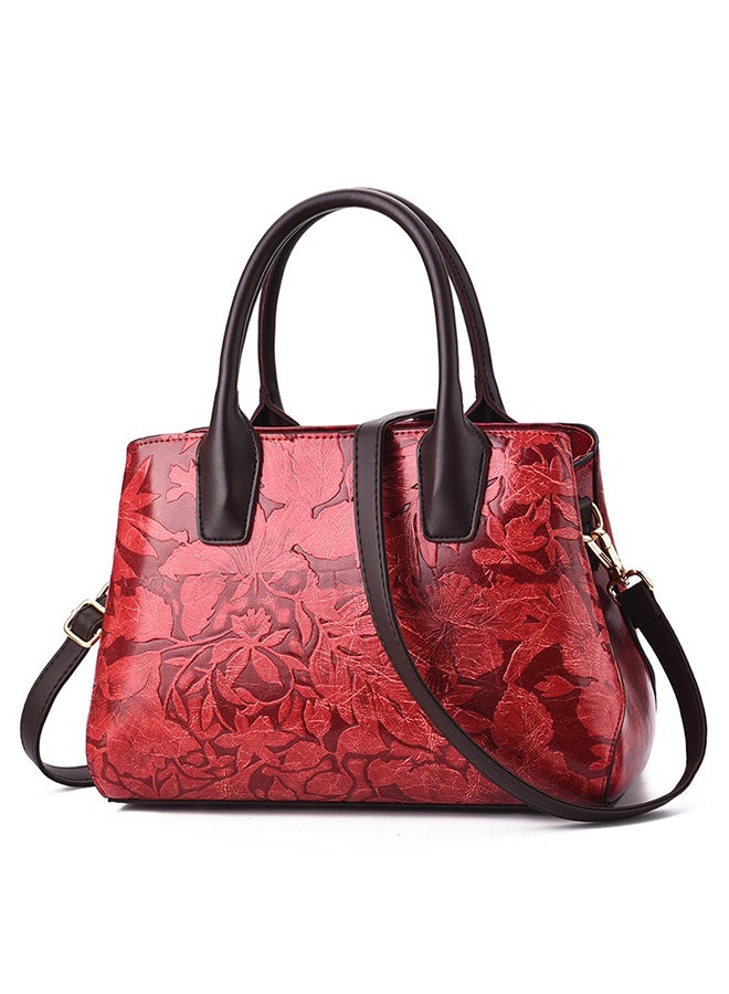 Women's Handbag Floral Pattern Zipper Elegant Vintage Bag Red