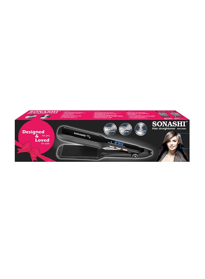 SONASHI Hair Straightener With Black Ceramic Plate Temperature Control With LED Indicator PTC Heating 360 Degree Swivel Cord Fast Heat Up And Long Lasting  SHS-2081 Black  - Image 5