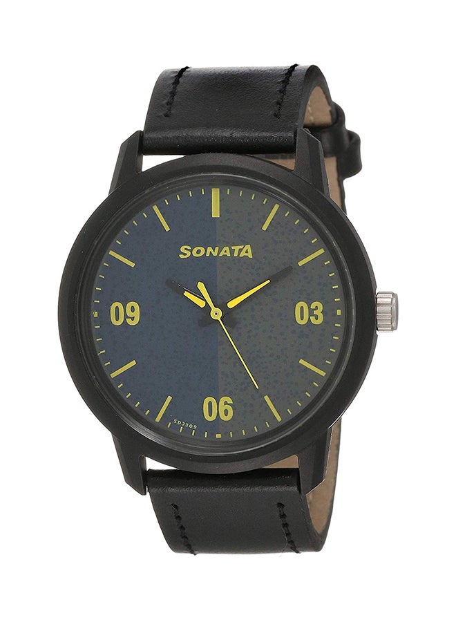 men Leather Analog Wrist Watch 77085PL03