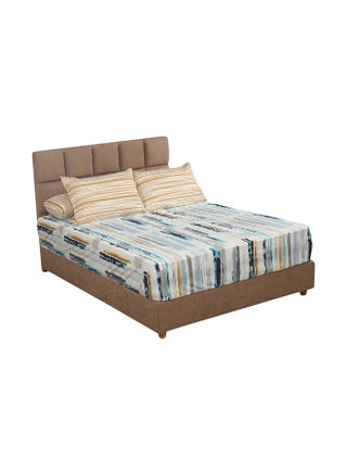 طقم شرشف سرير مزين بنمط مخطط مكون من 4 قطع متعدد الألوان 260x240سم - v1579867221/N34031811A_1