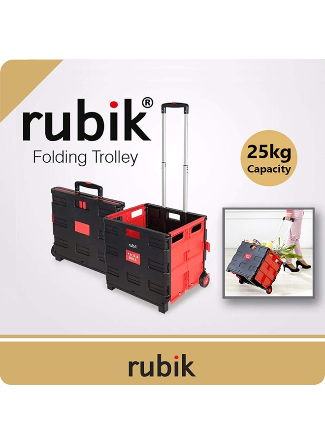 Rubik Folding Shopping Trolley Cart With Wheels Black 38x35x33centimeter - Image 3