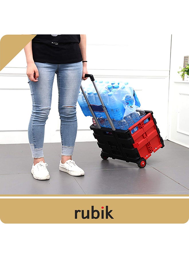 Rubik Folding Shopping Trolley Cart With Wheels Black 38x35x33centimeter - Image 4