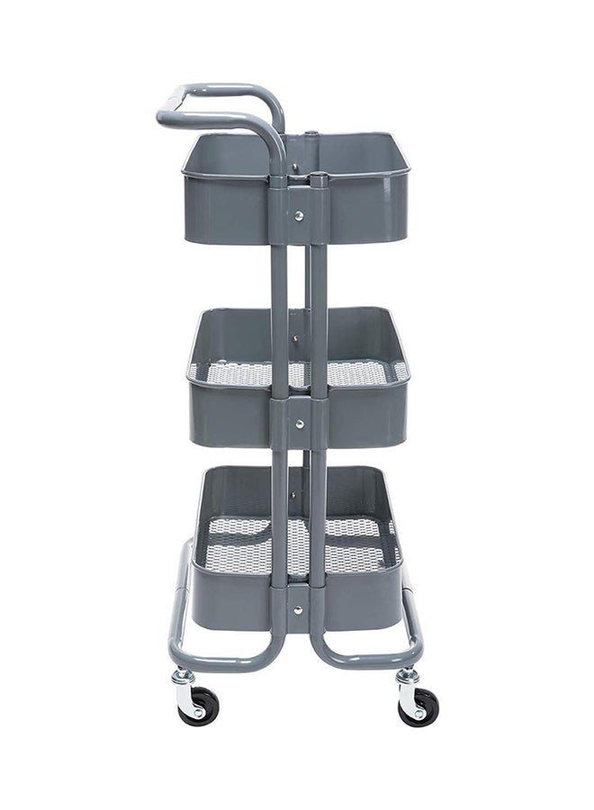 Rubik 3-Tier Rolling Shelves Metal Cart Organizer Grey 87X37X45centimeter - Image 1