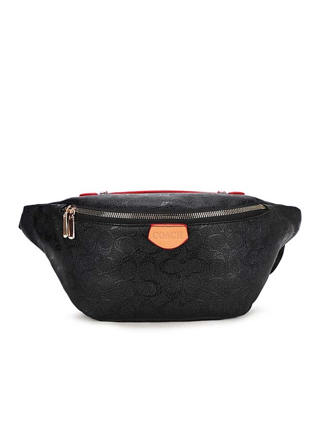 Colour Block Casual Simple Waist Bag Black 