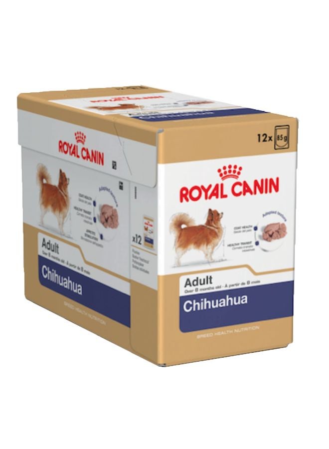 رويال كانين Pack Of 12 Chihuahua Wet Dog Food Brown 85grams